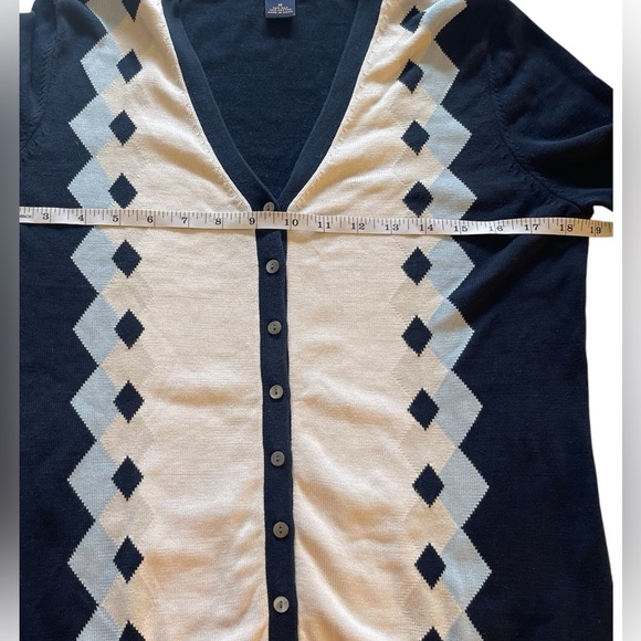 Brooks Brothers Argyle Cardigan Sweater V-Neck Silk Blend Size Medium - Picture 5 of 10